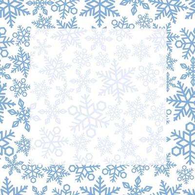 Seamless Square Frame And Background With Snowflake Pattern. Horizontally And Vertically Repeatable.