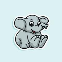 vector de diseño de etiqueta de elefante animal lindo