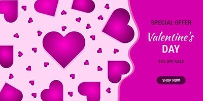 valentine's day background with pink heart shape vector