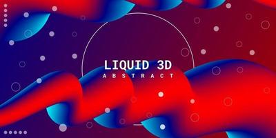 Modern abstract liquid 3d background with blue and red gradient vector