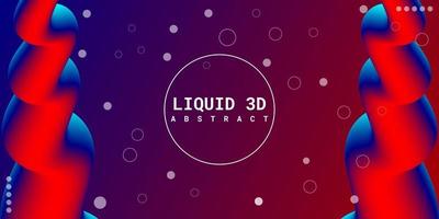 Modern abstract liquid 3d background with blue and red gradient vector