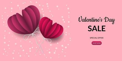 Valentine's day sale background with Heart Shaped Balloons vector