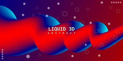 Modern abstract liquid 3d background with blue and red gradient vector