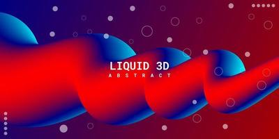 Modern abstract liquid 3d background with blue and red gradient vector