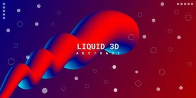 Modern abstract liquid 3d background with blue and red gradient vector
