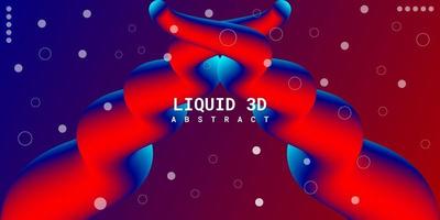 Modern abstract liquid 3d background with blue and red gradient vector