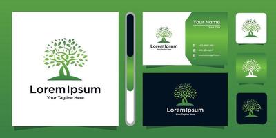 Tree logo design and business card vector