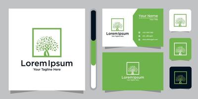 Tree logo design and business card vector