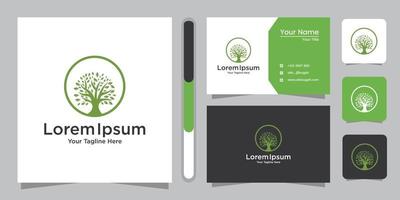 Tree logo design and business card vector