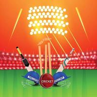 Cricket championship tournament match with trophy and bat vector