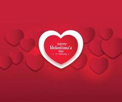 Valentines day background with red hearts vector