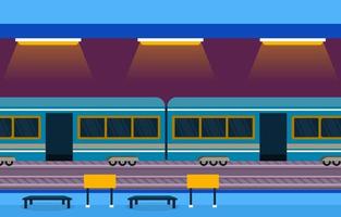 Railway Public Transport Commuter Metro Train Station Flat Illustration vector