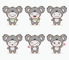 cute koala mascot with various kinds of expressions set collection vector