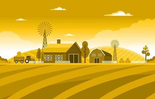 Agriculture Wheat Field Farm Rural Nature Scene Landscape Illustration vector