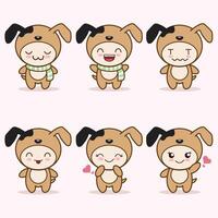 cute dog mascot with various kinds of expressions set collection vector