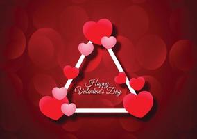 Valentines day background with a triangle and hearts modern style vector