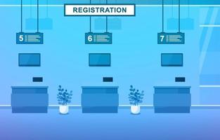 Airport Airplane Terminal Gate Arrival Departure Hall Interior Flat Illustration vector