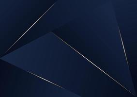 Abstract dark blue luxury premium background with luxury triangles pattern and gold lighting lines. vector