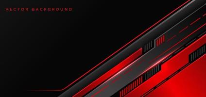 Abstract technology geometric red and black color with red light on black background. vector