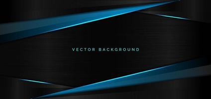 Abstract template blue metallic overlap with blue light modern technology style on black background. vector