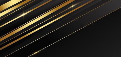 Abstract template golden and black stripes with gold light with copy space for text. Luxury style. vector