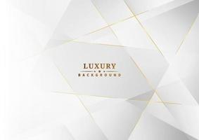 Abstract white and grey triangle background with golden line luxury. vector