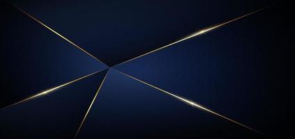 Abstract dark blue design geometric background decor golden lines with copy space for text. Luxury style. vector