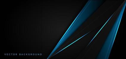 Abstract template blue metallic overlap with blue light modern technology style on black background. vector