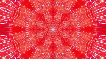 Ilustración 3d de caleidoscopio de formas y luces rojas y blancas para fondo o papel tapiz foto