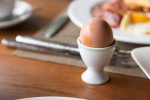 Boiled egg on the table photo