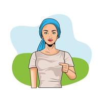 cute young woman wearing a head scarf, pop art style vector