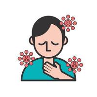 persona con dolor de garganta síntoma covid19 y partículas vector