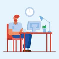 Flat design man working in the office vector