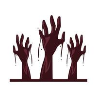 Zombie muerte manos icono aislado vector