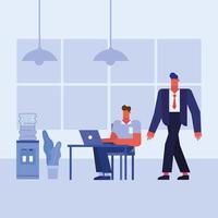 Flat design men working in the office vector