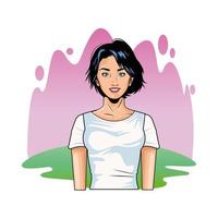 cute young woman pop art style vector