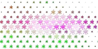 Light Pink, Green vector background with covid-19 symbols.