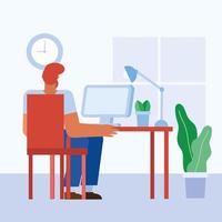 Flat design man working in the office vector