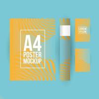 a4 poster mockup and cards vector design