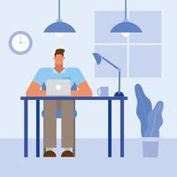 Flat design man working in the office vector