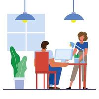 Flat design businesspeople in the office vector