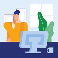 Flat design man working in the office vector