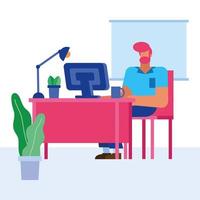 Flat design man working in the office vector