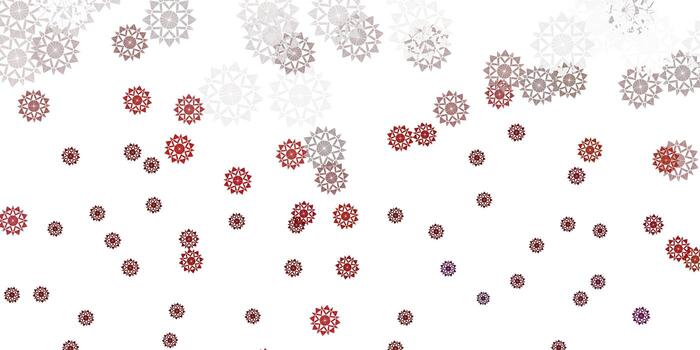Light red vector pattern with colored snowflakes.
