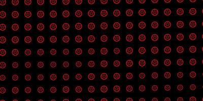 Dark Red vector background with occult symbols.