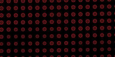 Dark Red vector background with occult symbols.