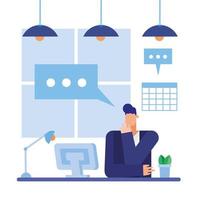 Flat design man working in the office vector