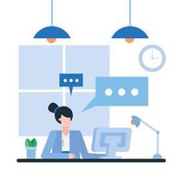 Flat design woman working in the office vector