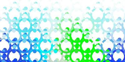 Light Blue, Green vector pattern with coronavirus elements.