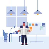 Flat design man working in the office vector